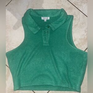 TCEC Green Sleeveless crop Polo Top